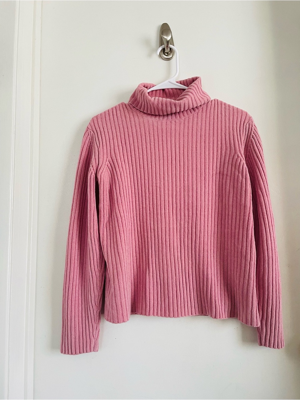 Eddie Bauer Pink Ribbed Cowl Neck Sweater